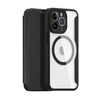 Apple iPhone 13 Pro, Oldalra nyíló tok, stand, közepesen ütésálló, Magsafe kompatibilis, Dux Ducis Skin Pro Magsafe, fekete kép