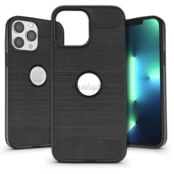 Apple iPhone 13 Pro szilikon hátlap - Carbon Logo - fekete kép