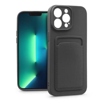 Apple iPhone 13 Pro szilikon hátlap kártyatartóval - Card Case - fekete kép