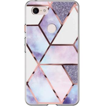 Apple iPhone 13 Pro, Szilikon tok, sokszöges márvány minta, Wooze Geometric Marble, színes/kék kép