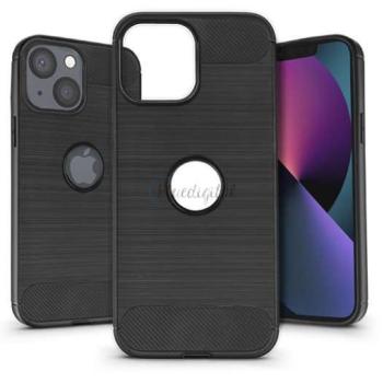 Apple iPhone 13 szilikon hátlap - Carbon Logo - fekete kép