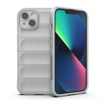 Apple iPhone 13, Szilikon tok, közepesen ütésálló, 3D minta, világosszürke kép