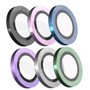 Apple iPhone 14/14 Plus Devia Peak Glitter 3D Fém Kamera Védő Üvegfólia - Ezüst kép