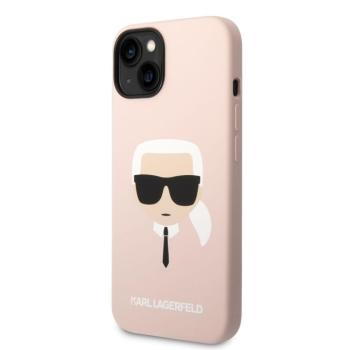 Apple iPhone 14 KARL LAGERFELD KLHCP14SSLKHLP Liquid Silicon Hátlap - Rózsaszín kép