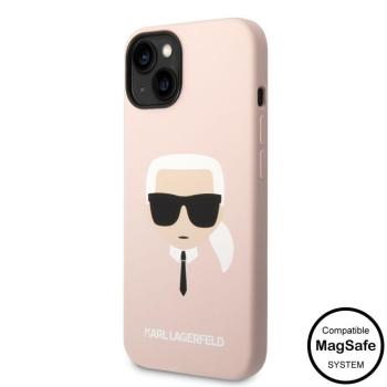 Apple iPhone 14 KARL LAGERFELD KLHMP14SSLKHLP Liquid Silicon MagSafe Hátlap - Rózsaszín kép
