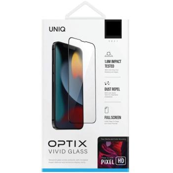 Apple iPhone 14 Plus, Kijelzővédő fólia, ütésálló fólia (az íves részre is!), Tempered Glass (edzett üveg), Uniq Optix Vivid, fekete kép