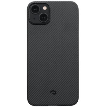 Apple iPhone 14 Plus, Műanyag hátlap védőtok, közepesen ütésálló, 600D aramidszállal, Magsafe töltővel kompatibilis, karbon minta, Pitaka MagEz Case 3, fekete/szürke kép
