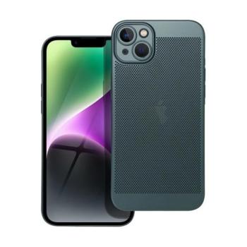 Apple iPhone 14 Plus, Műanyag hátlap védőtok, légáteresztő, lyukacsos minta, Breezy, sötétzöld kép