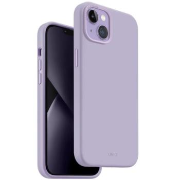 Apple iPhone 14 Plus, Szilikon tok, közepesen ütésálló, cserélhető hátsó kamera keret, Uniq Lino, lila kép