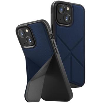 Apple iPhone 14 Plus, Szilikon tok, stand, hajtogatható hátlap borítás, Magsafe töltővel kompatibilis, Uniq Transforma MagClick, kék kép
