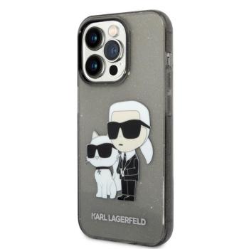 Apple iPhone 14 Pro KARL LAGERFELD KLHCP14LHNKCTGK Glitter Hátlap - Fekete kép
