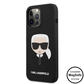 Apple iPhone 14 Pro KARL LAGERFELD KLHMP14LSLKHBK Liquid Silicon MagSafe Hátlap - Fekete kép