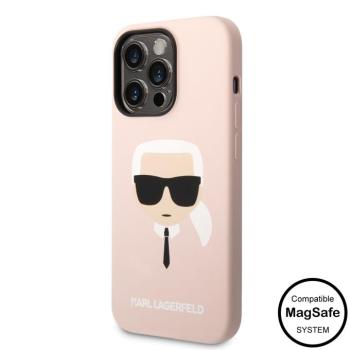 Apple iPhone 14 Pro KARL LAGERFELD KLHMP14LSLKHLP Liquid Silicon MagSafe Hátlap - Rózsaszín kép