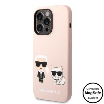 Apple iPhone 14 Pro KARL LAGERFELD KLHMP14LSSKCI Liquid Silicon MagSafe Hátlap - Rózsaszín kép