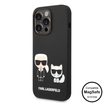 Apple iPhone 14 Pro KARL LAGERFELD KLHMP14LSSKCK Liquid Silicon MagSafe Hátlap - Fekete kép