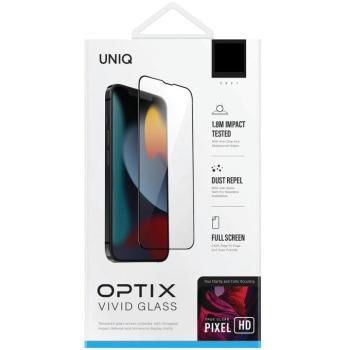 Apple iPhone 14 Pro, Kijelzővédő fólia, ütésálló fólia (az íves részre is!), Tempered Glass (edzett üveg), Uniq Optix Vivid Pro, fekete kép