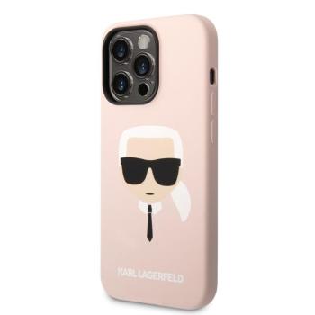 Apple iPhone 14 Pro Max KARL LAGERFELD KLHCP14XSLKHLP Liquid Silicon Hátlap - Rózsaszín kép