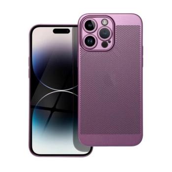 Apple iPhone 14 Pro Max, Műanyag hátlap védőtok, légáteresztő, lyukacsos minta, Breezy, lila kép