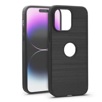 Apple iPhone 14 Pro Max szilikon hátlap - Carbon Logo - fekete kép