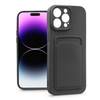 Apple iPhone 14 Pro Max szilikon hátlap kártyatartóval - Card Case - fekete kép
