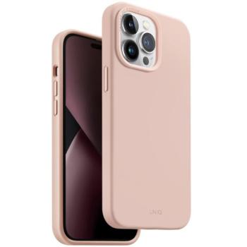 Apple iPhone 14 Pro Max, Szilikon tok, közepesen ütésálló, cserélhető hátsó kamera keret, Uniq Lino, rózsaszín kép