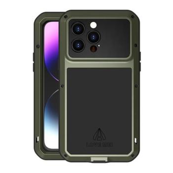 Apple iPhone 14 Pro Max, Szilikon tok, Love Mei Powerful Defender, ütésálló, sötétzöld kép