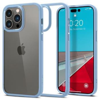 Apple iPhone 14 Pro Max, Szilikon tok + műanyag keret, közepesen ütésálló, Spigen Crystal Hybrid, átlátszó/kék kép