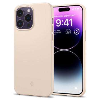 Apple iPhone 14 Pro, Műanyag hátlap védőtok, Spigen Thin Fit, homok-beige kép
