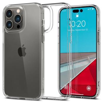 Apple iPhone 14 Pro, Műanyag hátlap védőtok + szilikon keret, Spigen Ultra Hybrid, átlátszó kép