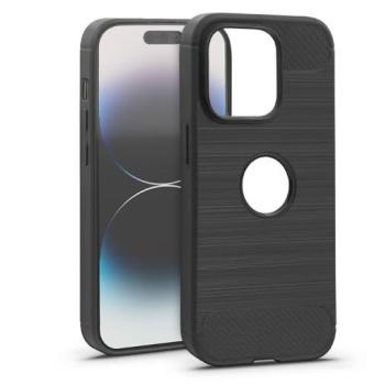 Apple iPhone 14 Pro szilikon hátlap - Carbon Logo - fekete kép