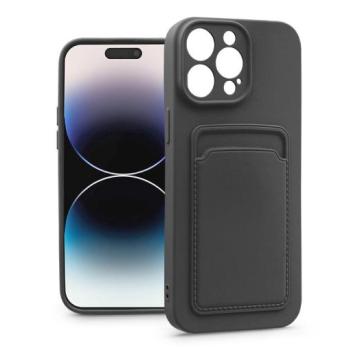 Apple iPhone 14 Pro szilikon hátlap kártyatartóval - Card Case - fekete kép