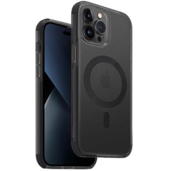 Apple iPhone 14 Pro, Szilikon keret + műanyag hátlap, közepesen ütésálló, légpárnás sarok, Magsafe töltővel kompatibilis, Uniq Combat, átlátszó/szürke kép