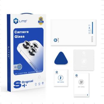 Apple iPhone 15/15 Plus Lito S+ original AR 3D Fém Kamera Védő Üvegfólia - Ezüst kép