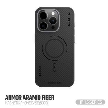 Apple iPhone 15 Blueo Armor Aramid Fiber (600D) Magsafe Hátlap - Fekete kép