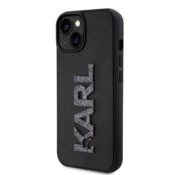Apple iPhone 15 KARL LAGERFELD KLHCP15S3DMBKCK Glitter Hátlap - Fekete kép