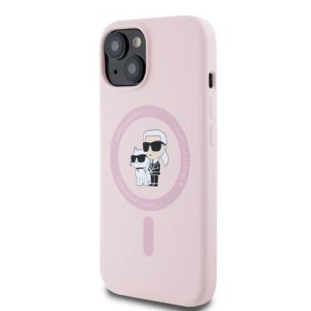 Apple iPhone 15 KARL LAGERFELD KLHMP15SSCMKCRHP Liquid Silicon MagSafe Hátlap - Rózsaszín kép