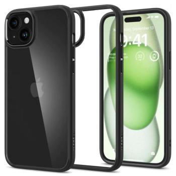 Apple iPhone 15 Plus, Műanyag hátlap védőtok + szilikon keret, Spigen Ultra Hybrid, átlátszó/fekete kép