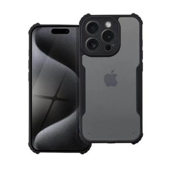Apple iPhone 15 Plus, Szilikon tok, közepesen ütésálló, légpárnás sarok, akril hátlap, Anti-Drop Case, átlátszó/fekete kép