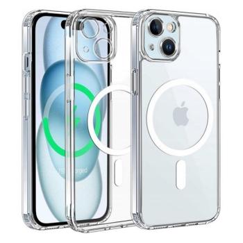 Apple iPhone 15 Plus, Szilikon tok, közepesen ütésálló, légpárnás sarok, Magsafe kompatibilis, átlátszó kép