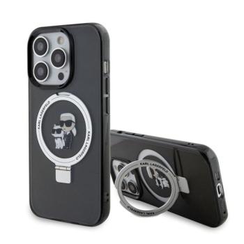 Apple iPhone 15 Pro KARL LAGERFELD KLHMP15LHMRSKCK MagSafe Ringstand Hátlap - Fekete kép