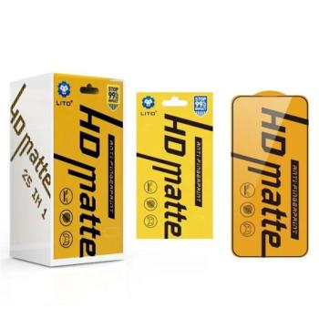 Apple iPhone 15 Pro Lito HD Plus Matt 2.5D Full Üvegfólia - Fekete kép