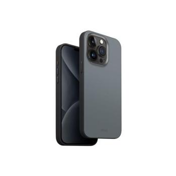 Apple iPhone 15 Pro Max, Műanyag hátlap védőtok, bőrhatásű hátlap, Magsafe töltővel kompatibilis, Uniq Lyden DS, kék/fekete kép