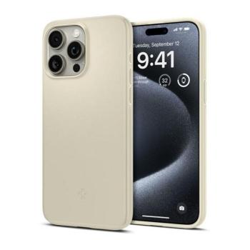 Apple iPhone 15 Pro Max, Műanyag hátlap védőtok, Spigen Thin Fit, beige kép