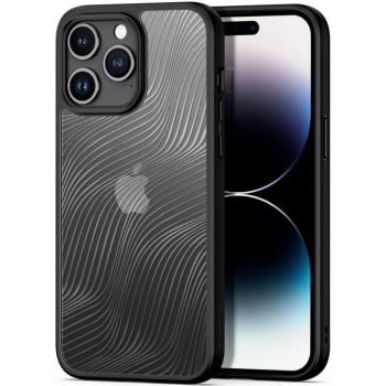 Apple iPhone 15 Pro Max, Műanyag hátlap védőtok + szilikon keret, hullám minta, Dux Ducis Aimo, áttetsző/fekete kép
