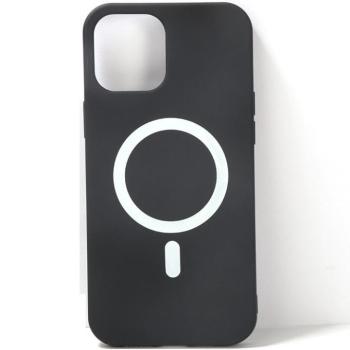 Apple iPhone 15 Pro Max, Szilikon tok, mágnes gyűrűvel, MagSafe töltővel kompatibilis, Wooze Magsafe Case, fekete kép