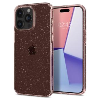Apple iPhone 15 Pro Max, Szilikon tok, Spigen Liquid Crystal Glitter, átlátszó/vörösarany kép