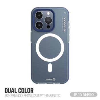 Apple iPhone 15 Pro Max TG Dual Color Skin Magsafe Hátlap - Kék kép