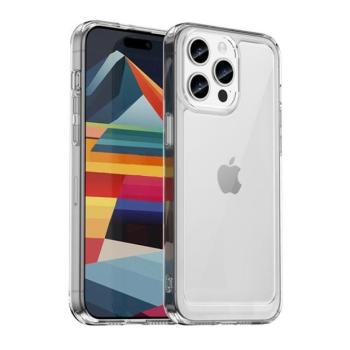 Apple iPhone 15 Pro, Műanyag hátlap védőtok + szilikon keret, közepesen ütésálló, átlátszó hátlap, átlátszó kép