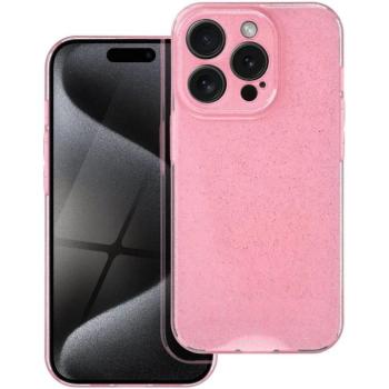 Apple iPhone 15 Pro, Szilikon tok, 2 mm vastag, csillogó hátlap, rózsaszín kép
