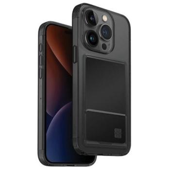 Apple iPhone 15 Pro, Szilikon tok, kártyatartóval, közepesen ütésálló, Uniq Air Fender ID, füst kép